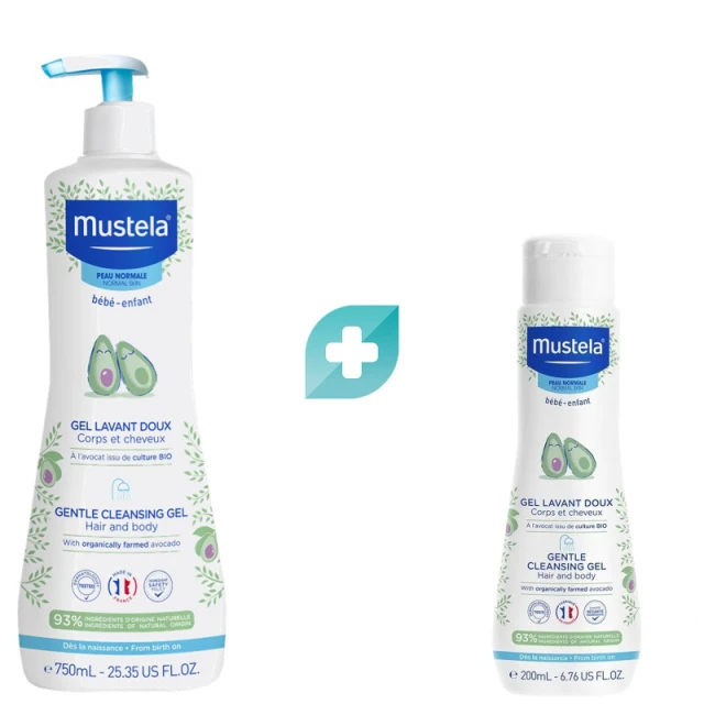 Mustela Promo Hydra Baby Gentle Cleansing Gel Τζελ Καθαρισμού για Σώμα & Μαλλιά, 750ml & Δώρο 200ml, 1σετ