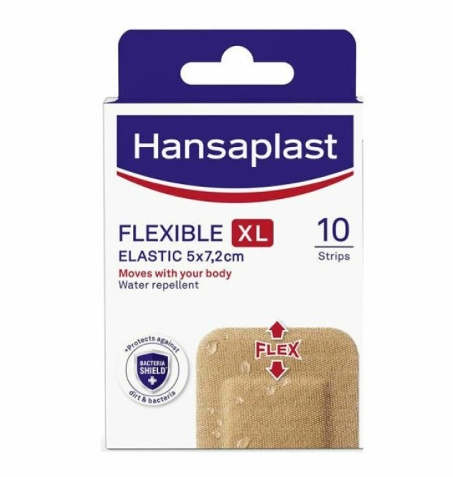 Hansaplast Flexible XL Strips Ελαστικά Επιθέματα, 5x7,2cm, 10τεμ