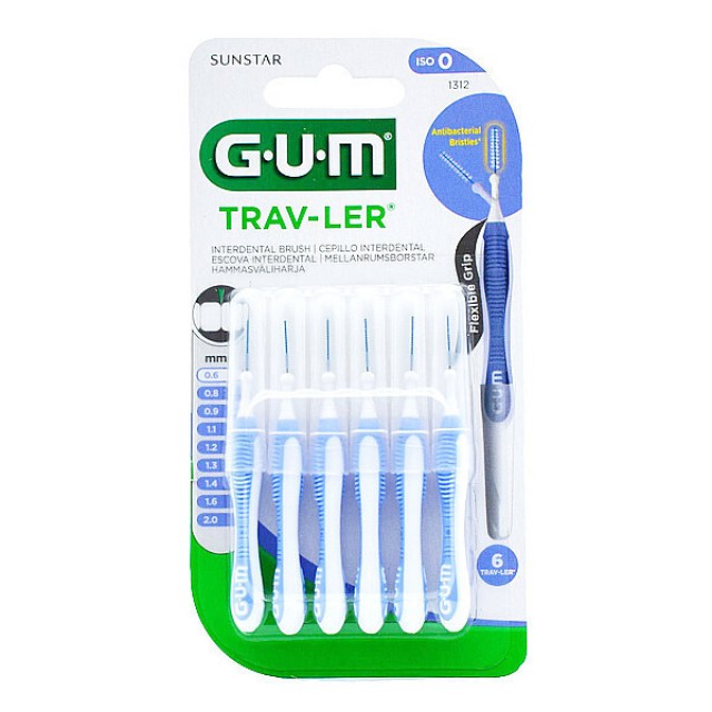 Gum Trav-ler Interdental Brush Μεσοδόντιο Βουρτσάκι 0,6mm Μωβ, 6τεμ