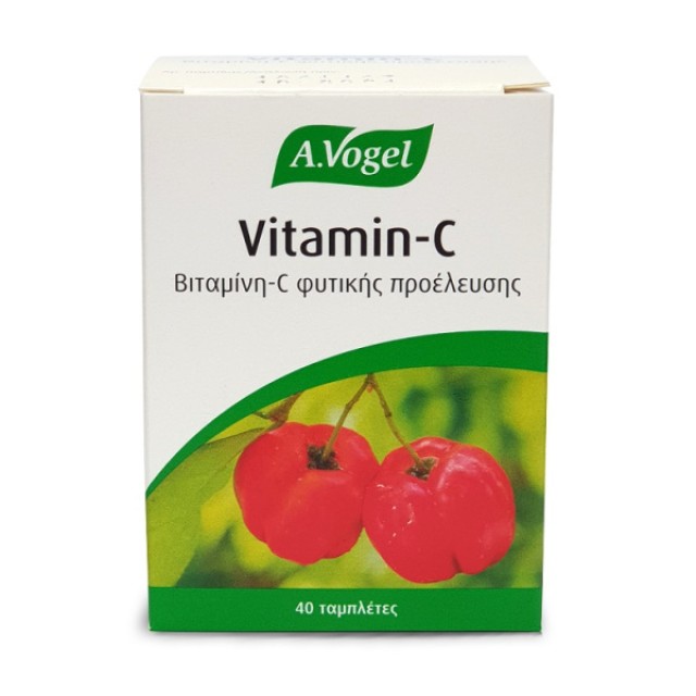 A.Vogel Vitamin C, Βιολογική 100% Απορροφήσιμη Βιταμίνη C από Φρέσκια Ασερόλα για Τόνωση του Οργανισμού & Ενίσχυση του Ανοσοποιητικού Συστήματος, 40tabs