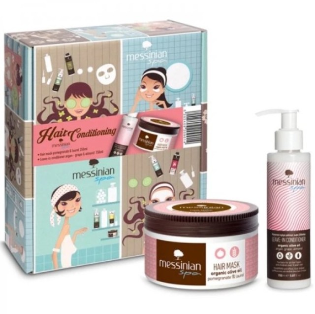 Messinian Spa Promo Hair Conditioning Promo Hair Mask Pomegranate & Laure (Με Ρόδι & Δαφνέλαιο) 250ml & Leave-In Conditionre Argan - Grape & Almond 150ml