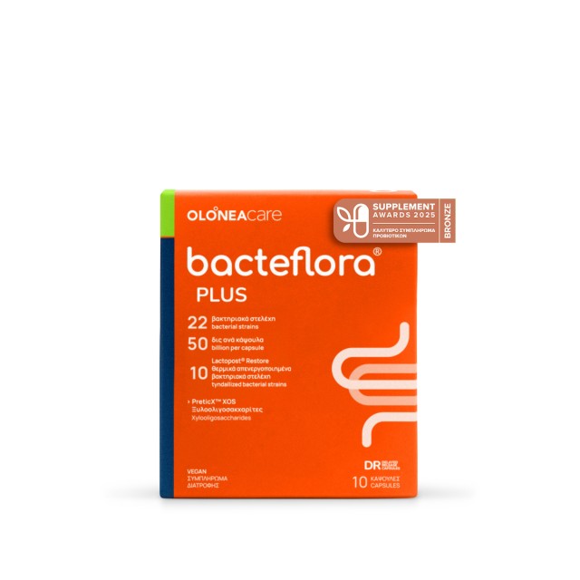 BacteFlora Plus με Προβιοτικά και Πρεβιοτικά για Κάθε Ημέρα με Ενισχυμένη Σύνθεση 10 φυτικές κάψουλες