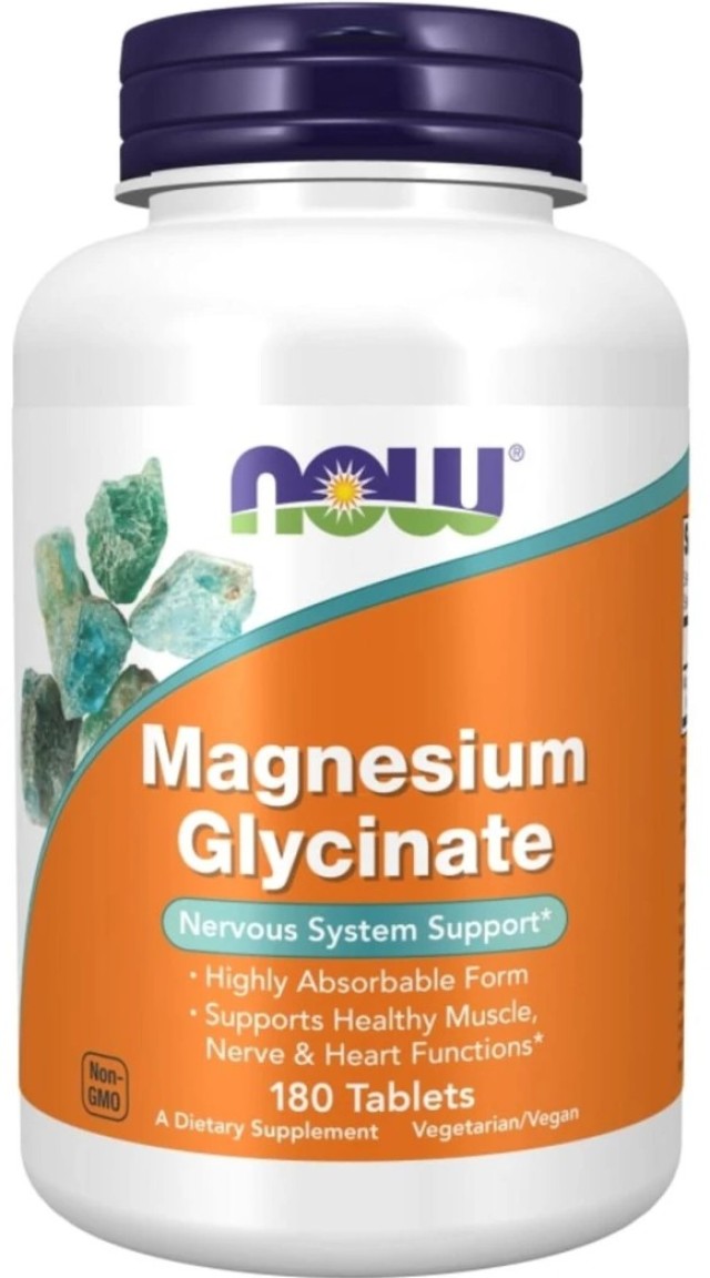 Now Foods Magnesium Glycinate Συμπλήρωμα Διατροφής Γλυκινικού Μαγνησίου 180tabs