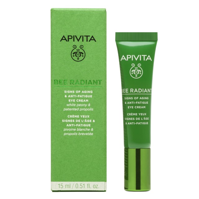APIVITA Bee Radiant Κρέμα Ματιών για Σημάδια Γήρανσης & Ξεκούραστη Όψη με Λευκή Παιώνια 15ml