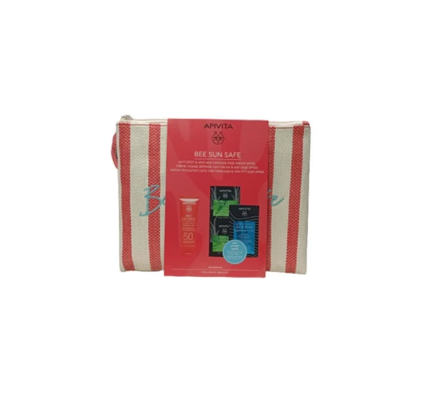 Apivita Set Bee Sun Safe Anti Spot & Anti Age Defence Face Cream SPF50 50ml + Δώρο Express Beauty Face Mask Aloe 2x8ml + Express Beauty Hair Mask με Υαλουρονικό Οξύ 20ml
