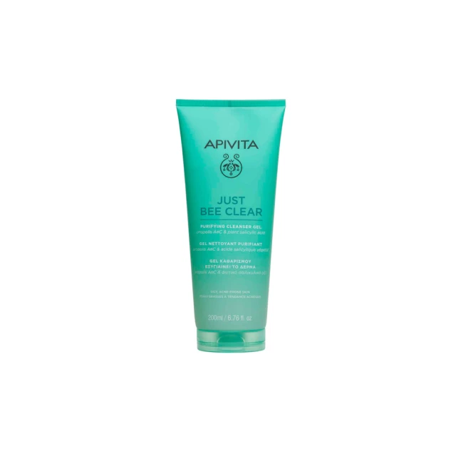 Apivita Just Bee Clear Purifying Cleansing Gel, Καθαριστικό Τζελ Προσώπου για Λιπαρή Επιδερμίδα ή με Τάση Ακμής 200ml