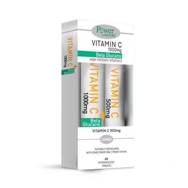 Power of Nature Vitamin C 1000mg Stevia 20 Αναβράζοντα Δισκία + Δώρο Vitamin C 500mg 20 Αναβράζοντα Δισκία