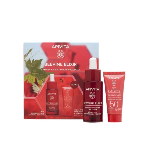 Apivita Beevine Elixir Promo Firming Activating Lift Serum Ορός Ενεργοποίησης Σύσφιξης & Lifting, 30ml & Δώρο Bee Sun Safe Κρέμα Προσώπου Κατά των Πανάδων & των Ρυτίδων SPF50, 15ml, 1σετ