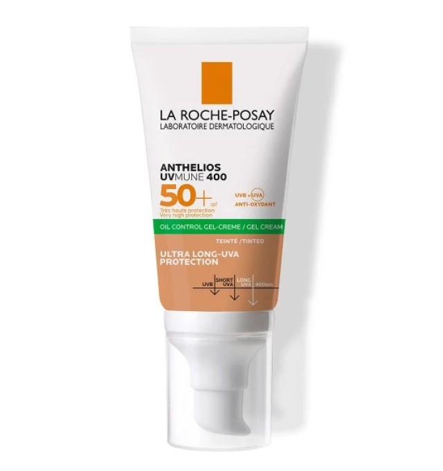 La Roche Posay Anthelios UVMUNE 400 Oil Control Gel Cream SPF50+ Αντηλιακή Κρέμα Προσώπου για Ματ Αποτέλεσμα Με Χρώμα, 50ml
