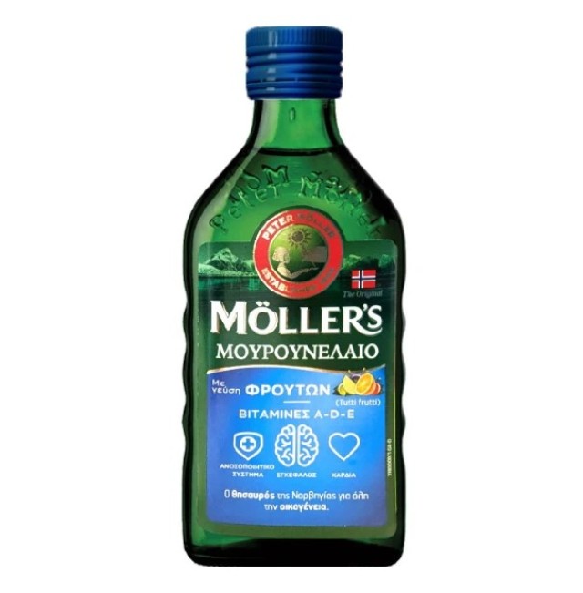 Mollers Μουρουνέλαιο Tutti Frutti Παραδοσιακό Μουρουνέλαιο σε Υγρή Μορφή με Γεύση Φρούτων 250ml