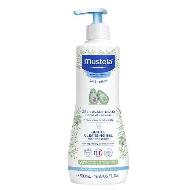 Mustela Gel Lavant Doux Απαλό Τζελ Καθαρισμού Με Αβοκάντο Βιολογικής Καλλιέργειας για Μαλλιά & Σώμα 500ml