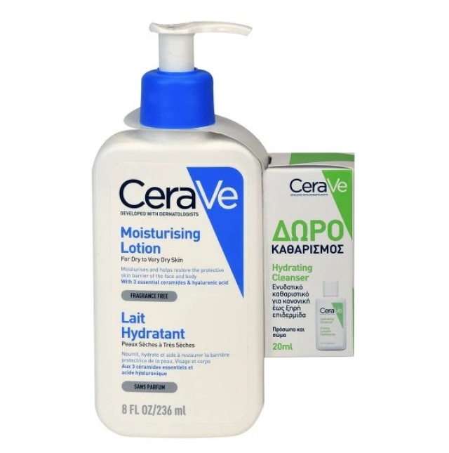 CeraVe Promo Moisturizing Lotion Ενυδατικό Γαλάκτωμα για Ξηρό/Πολύ Ξηρό Δέρμα, 236ml & Δώρο Μini Hydrating Cleanser, 20ml