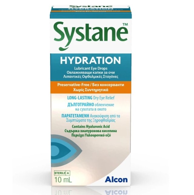 Systane Hydration Χωρίς Συντηρητικά Οφθαλμικές Σταγόνες με Υαλουρονικό Οξύ 10ml