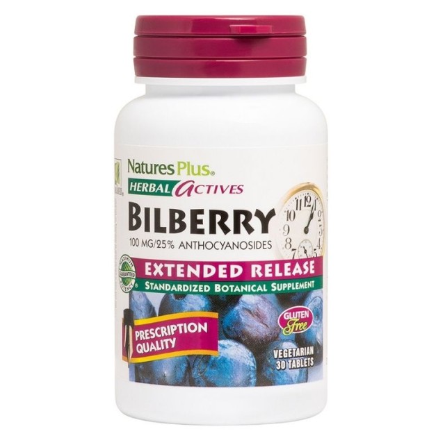 Natures Plus Herbal Actives Bilberry 100mg Extended Release 30tabs