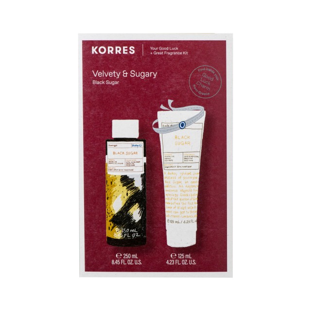 Korres Set Velvety And Sugary Black Sugar Αφρόλουτρο 250ml & Black Sugar Ενυδατικό Γαλάκτωμα Σώματος 125ml