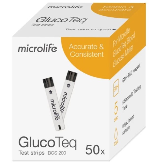 Microlife GlucoTeq Ταινίες Μέτρησης Σακχάρου, 50τεμ