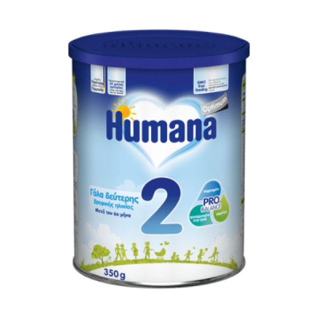 Humana Optimum 2 Βρεφικό Γάλα 2ης Ηλικίας, Μετά τον 6ο Μήνα, Αριστη Διάλυση 350gr