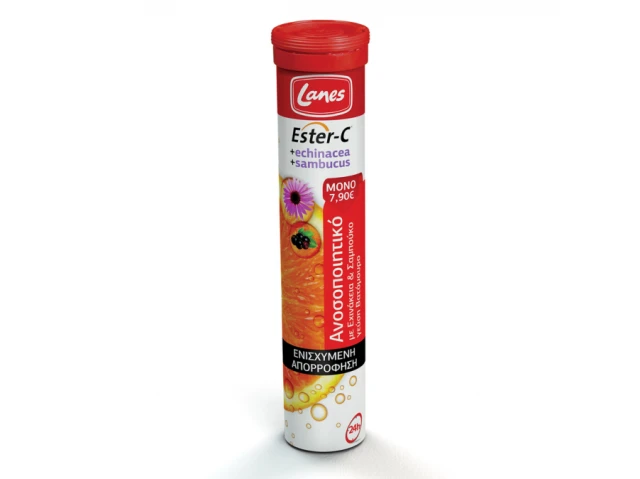 Lanes Ester-C  Echinacea & Sambucus Nigra Αναβράζουσα Βιταμίνη C με Εχινάκεια & Σαμπούκο, 20 eff.tabs