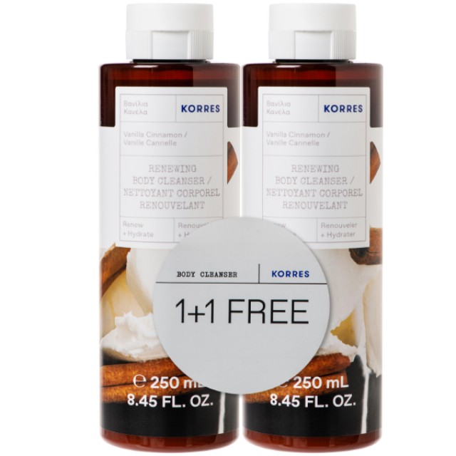 KORRES ΑΦΡΟΛΟΥΤΡΟ ΒΑΝΙΛΙΑ-ΚΑΝΕΛΑ 250ML 1+1 ΔΩΡΟ
