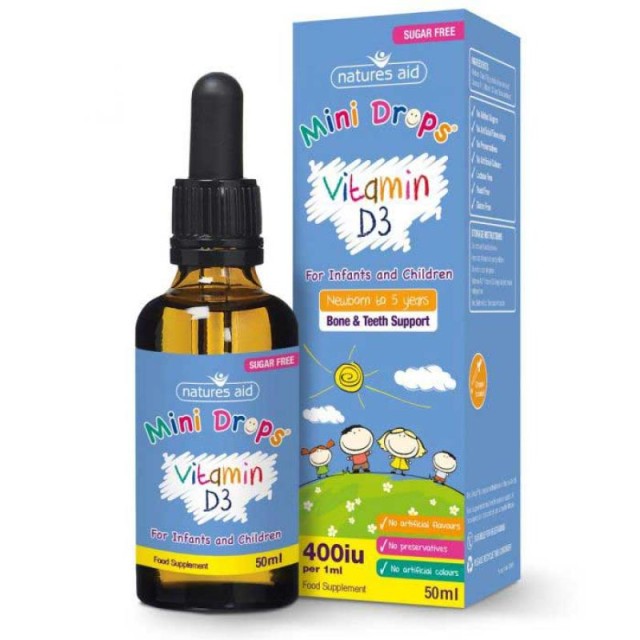 Natures Aid Vitamin D3 400iu Συμπλήρωμα Διατροφής Βιταμίνης D3 Σε Σταγόνες Για Βρέφη & Παιδιά, 50ml