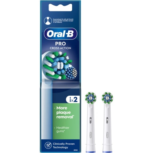 Oral-B Pro Cross Action Ανταλλακτικά Ηλεκτρικής Οδοντόβουρτσας Λευκό, 2 τεμάχια