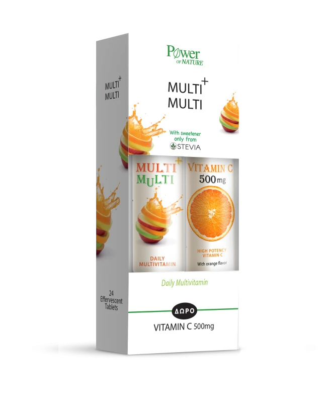 Power Health Multi+Multi Συμπλήρωμα Διατροφής με Γλυκαντικό από Στέβια + Δώρο Vitamin C 500mg