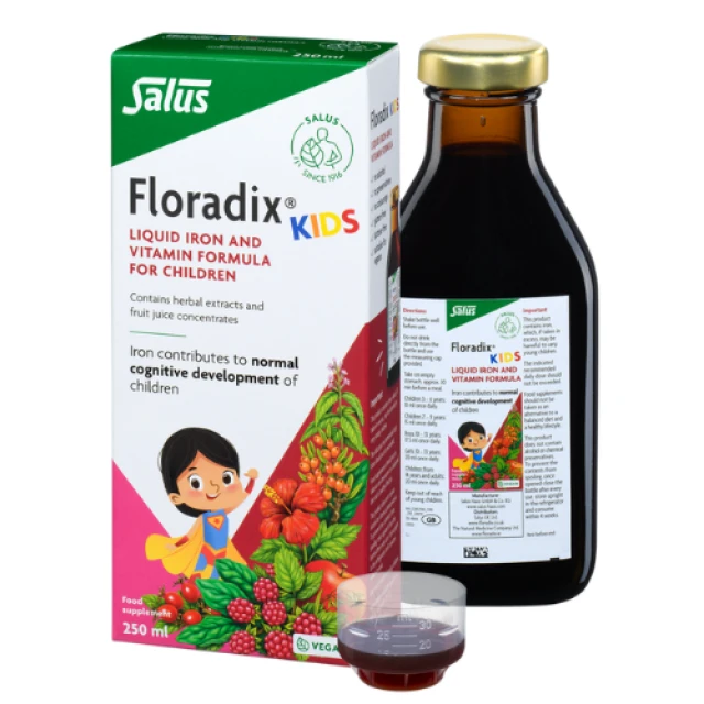 Power of Nature Floradix Kids,συμπλήρωμα διατροφής με Σίδηρο & Βιταμίνες 250ml.