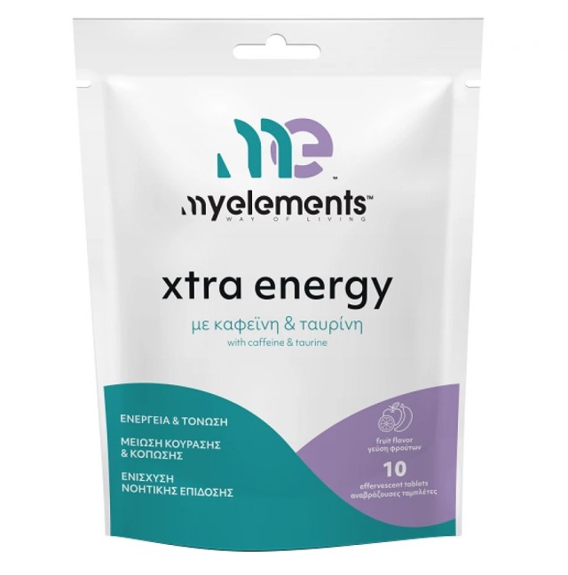 My Elements Xtra Energy με Γεύση Φρούτων 10 Αναβράζουσες Ταμπλέτες