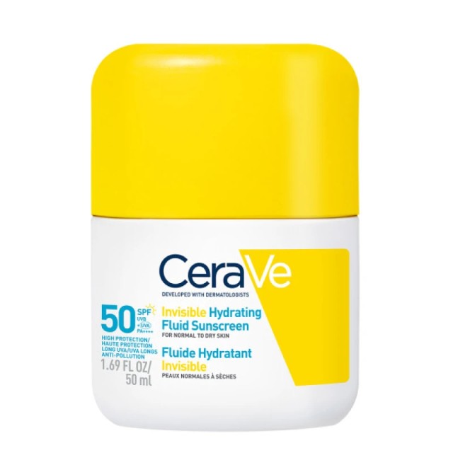CeraVe Invisible Hydrating Fluid Sunscreen Αντηλιακό Προσώπου Ελαφριάς Υφής για Κανονική έως Ξηρή Επιδερμίδα SPF50, 50ml