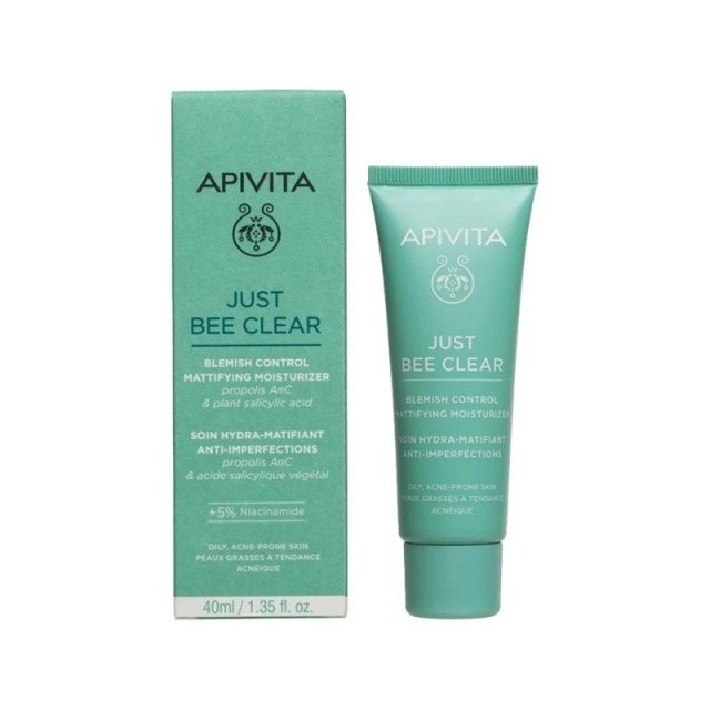 Apivita Just Bee Clear Κρέμα Κατά των Ατελειών για Λιπαρή ή με Τάση Ακμής Επιδερμίδα, 40ml