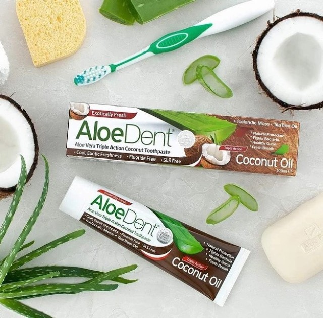 OPTIMA Aloe Dent Coconut Oil Toothpaste, Οδοντόκρεμα Χωρίς Φθόριο με Έλαιο Καρύδας - 100ml
