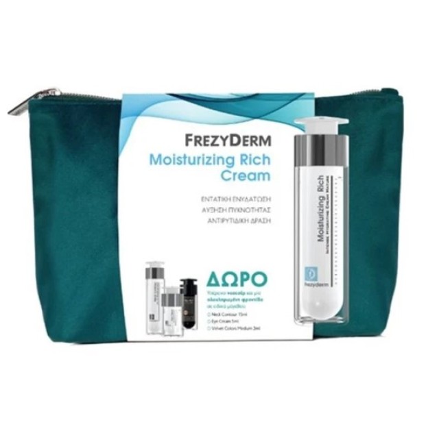 Frezyderm Promo Moisturizing Rich Cream Ενυδατική Κρέμα για Πολύ Ξηρό Δέρμα 50ml & Neck Contour Cream 15ml & Anti-Wrinkle Eye Cream 5ml & Velvet Colors Make up Medium Φακελάκι 2ml