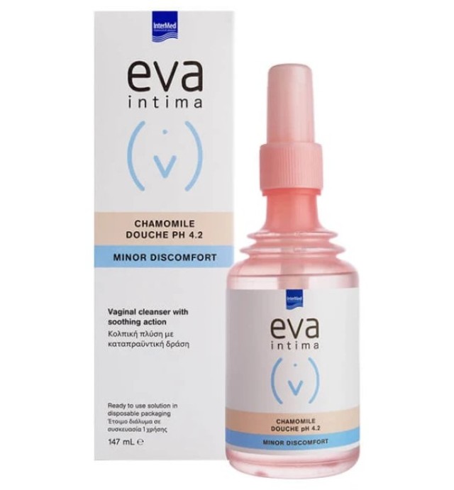Intermed Eva Intima Chamomile Douche pH 4.2 Κολπική Πλύση με Χαμομήλι για Άμεσο Καθαρισμό, Αντιφλογιστική & Καταπραϋντική Δράση, 147ml