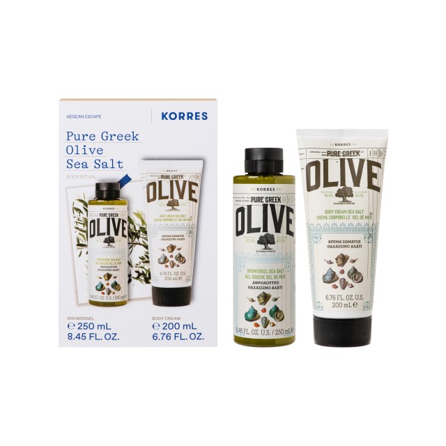 Korres Pure Greek Olive Θαλασσινό Aλάτι Αφρόλουτρο 250ml + Eνυδατικό Γαλάκτωμα Σώματος 200ml Promo Pack