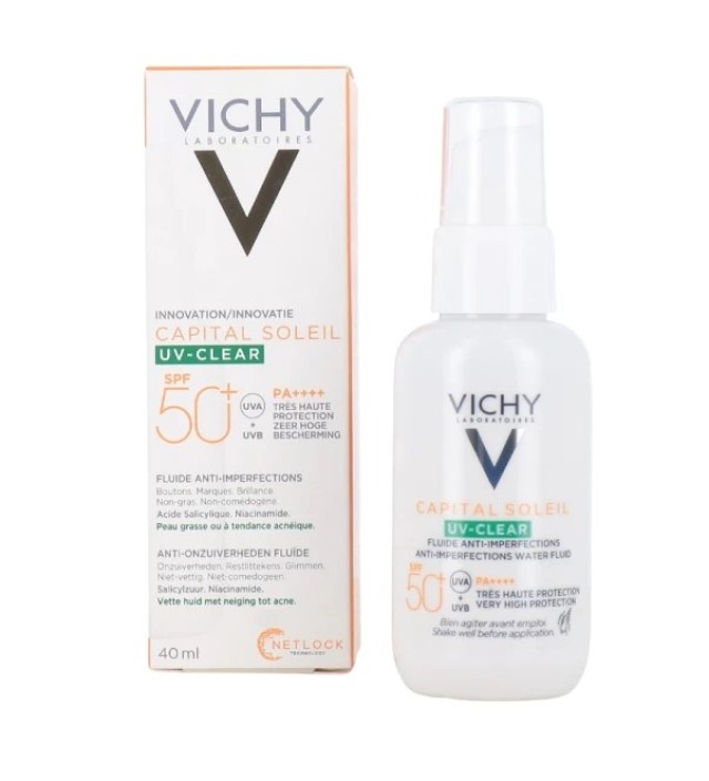 Vichy Capital Soleil UV-Clear Λεπτόρρευστο Αντηλιακό κατά των Ατελειών SPF50+ 40ml