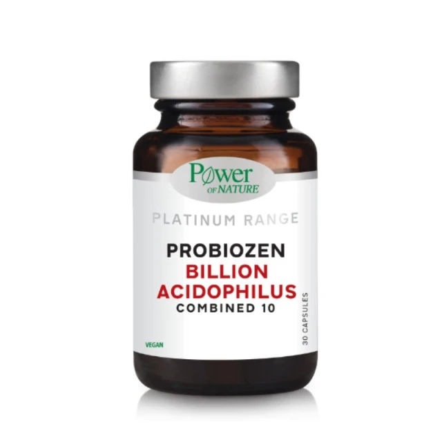 Power of Nature Platinum Range Billion Acidophilus Combined 10-Συμπλήρωμα Διατροφής για την Φυσιολογική Λειτουργία του Πεπτικού Συστήματος, 30 Κάψουλες