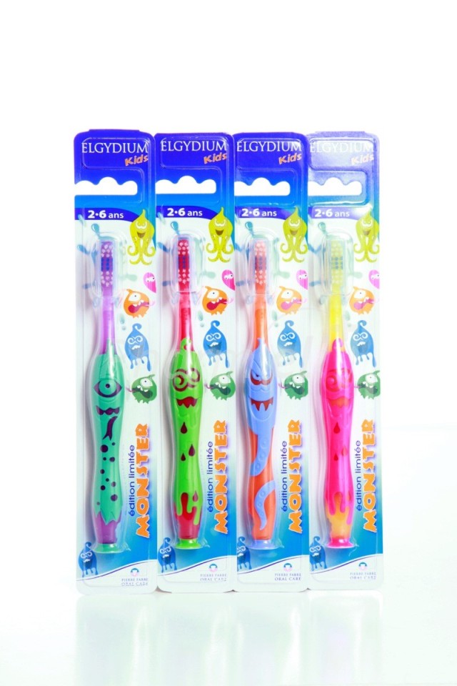 Elgydium Kids 2-6 ans,σε 4 χρώματα: Μωβ-Πράσινο, Ροζ-Κόκκινο, Πράσινο-Κίτρινο & Πορτοκαλί-Μπλε