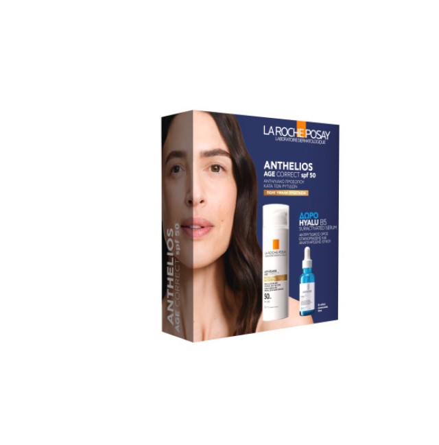 La Roche Posay Promo Anthelios Age Correct Αντηλιακή Κρέμα ενάντια της Φωτογήρανσης SPF50, 50ml & Δώρο Hyalu B5 Αντιρυτιδικός Ορός Προσώπου, 10ml, 1σετ