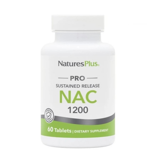 Natures Plus Nac 1200mg, Συμπλήρωμα Διατροφής με Αντιοξειδωτικές Ιδιότητες 60 Ταμπλέτες