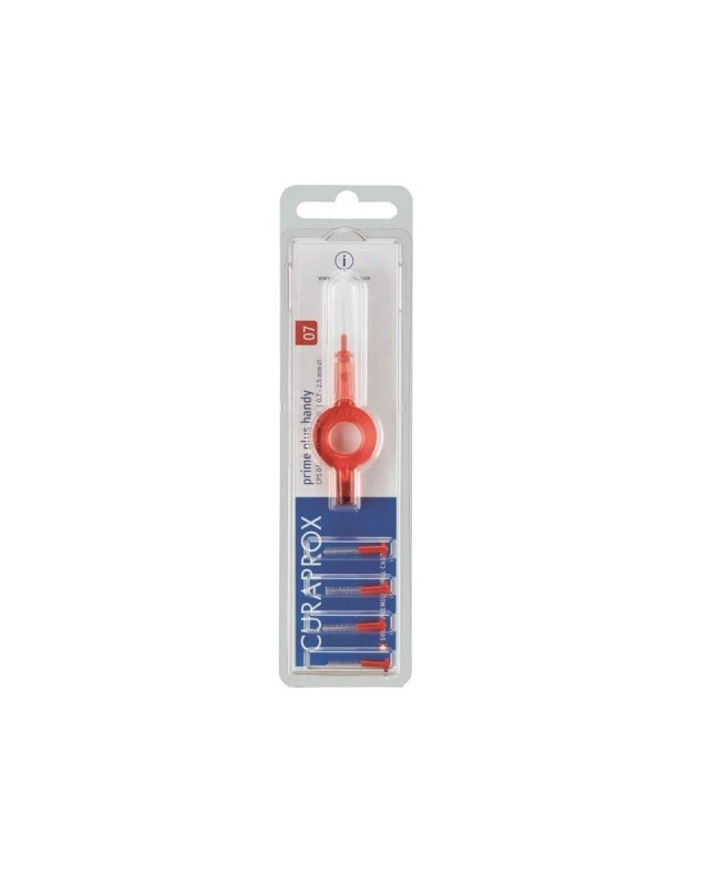 CURAPROX CPS 07 PRIME PLUS HANDY ΚΟΚΚΙΝΟ 5 μεσοδόντια βουρτσάκια CPS 07 prime + 1 λαβή UHS 409