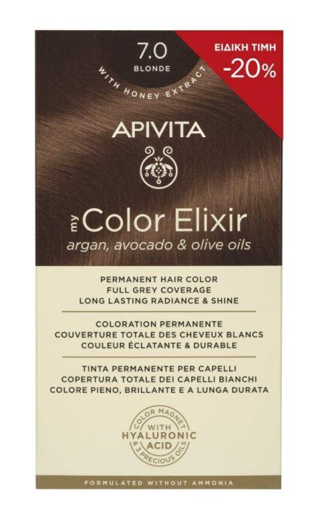 APIVITA Promo My Color Elixir Μόνιμη Βαφή Μαλλιών 7.0 Φυσικό Ξανθό -20%