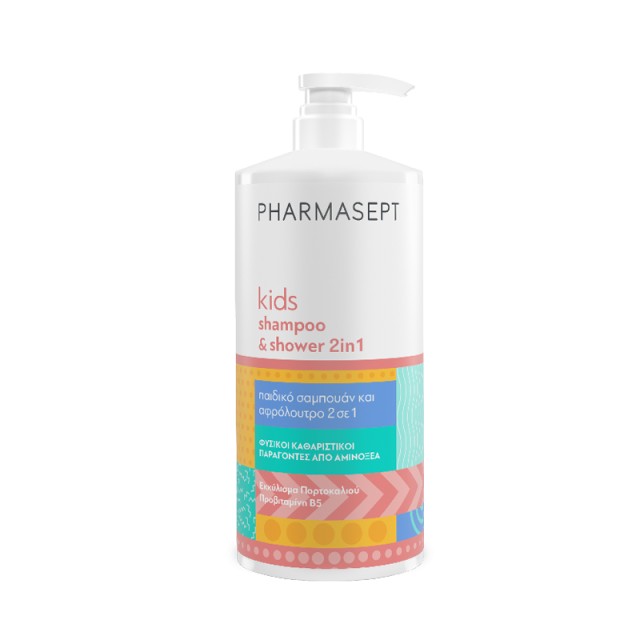 Pharmasept Kids Shampoo & Shower 2 in 1 Απαλό Παιδικό Σαμπουάν & Αφρόλουτρο 1000ml με Αντλία