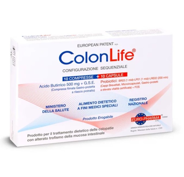 BIONAT ColonLife Συμπλήρωμα Διατροφής με Βουτυρικό οξύ και Προβιοτικά για Ευερέθιστο Έντερο, 10 tabs & 10 caps