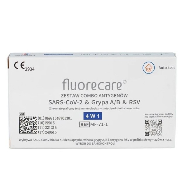 FLUORECARE - Συνδυαστικό Τέστ 4 σε 1 SARS-CoV-2 & RSV & Flu A/B - 1τεμ. (Τest Covid - Γρίπης - RSV)