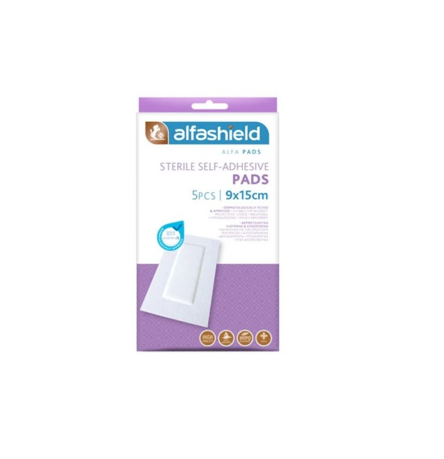 Alfashield Αποστειρωμένα Αυτοκόλλητα Επιθέματα 9X15cm 5τμχ