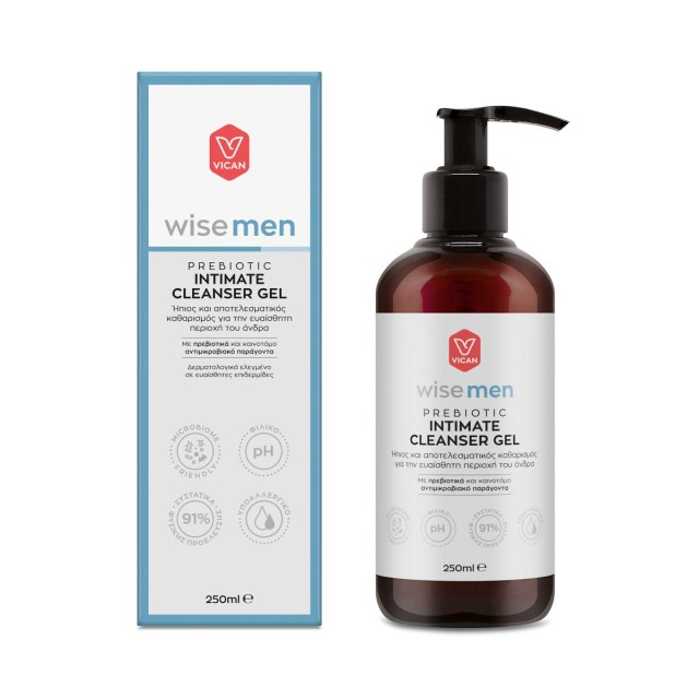 Vican Wise Men Prebiotic Intimate Cleanser Gel Τζελ Καθαρισμού για την Ευαίσθητη Περιοχή του Άνδρα, 250ml