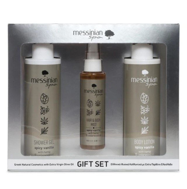 Messinian Spa Promo Spicy Vanilla Shower Gel 300ml & Body Lotion 300ml & Hair and Body Mist 100ml