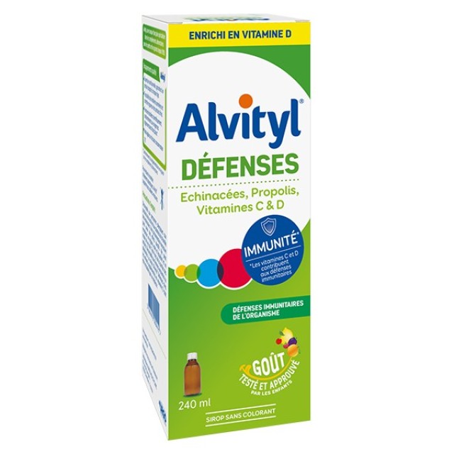 Alvityl Defences Σιρόπι με Εχινάκεια, Πρόπολη & Βιταμίνη C για Ενίσχυση Άμυνας του Οργανισμού & Πρόληψη Κρυολογήματος - Παιδιά & Ενήλικες, 240ml