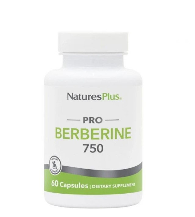 Natures Plus Berberine 750mg, Συμπλήρωμα Διατροφής Βερβερίνης για τα Υγιή Επίπεδα Σακχάρου στο Αίμα 60 κάψουλες